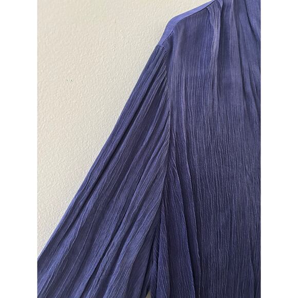 Soft Surroundings Womens Roxana Crinkle Button Down Top 3X Blue Textured Blouse - Picture 2 of 7